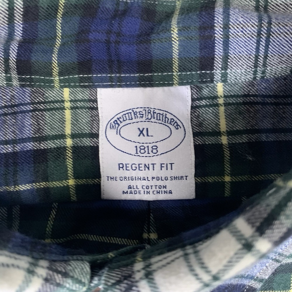 Brooks Brothers Shirt Mens XL Blue Green Flannel Long Sleeve Button Down Regent - Picture 9 of 11